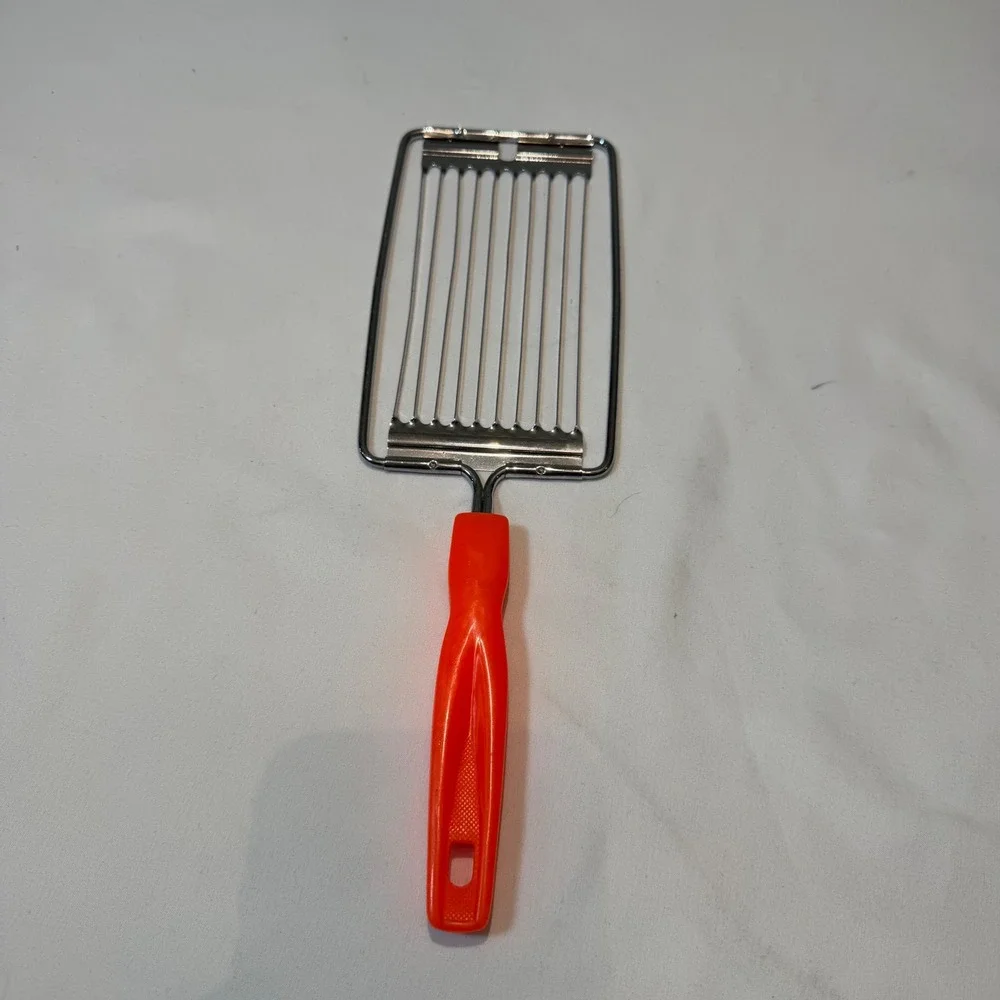 Vintage Handheld Wire Cheese‎ Butter Egg Cutter Orange Handle Stainless Steel